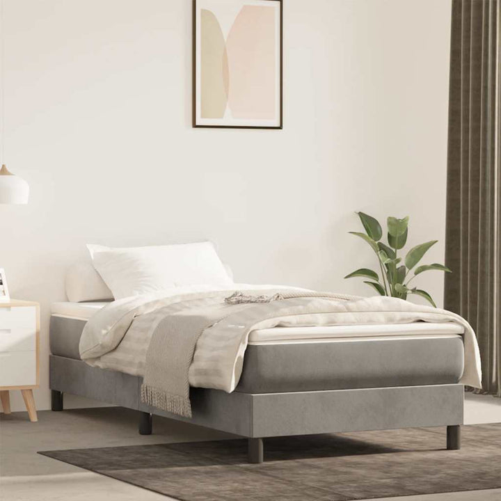 springmadras med pocketfjedre medium 100x220x20 cm fløjl lysegrå