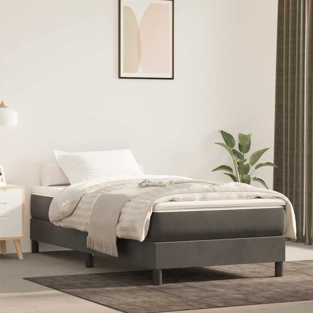 springmadras med pocketfjedre medium 100x220x20 cm fløjl mørkegrå