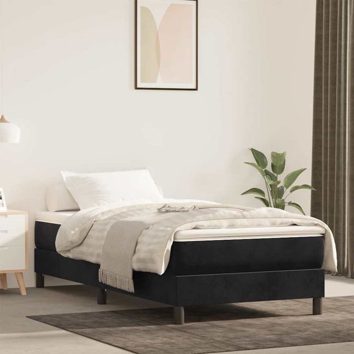 springmadras med pocketfjedre medium 100x220x20 cm fløjl sort