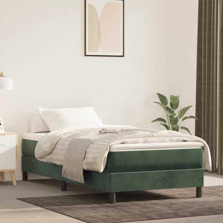springmadras med pocketfjedre medium 100x220x20 cm fløjl mørkegrøn