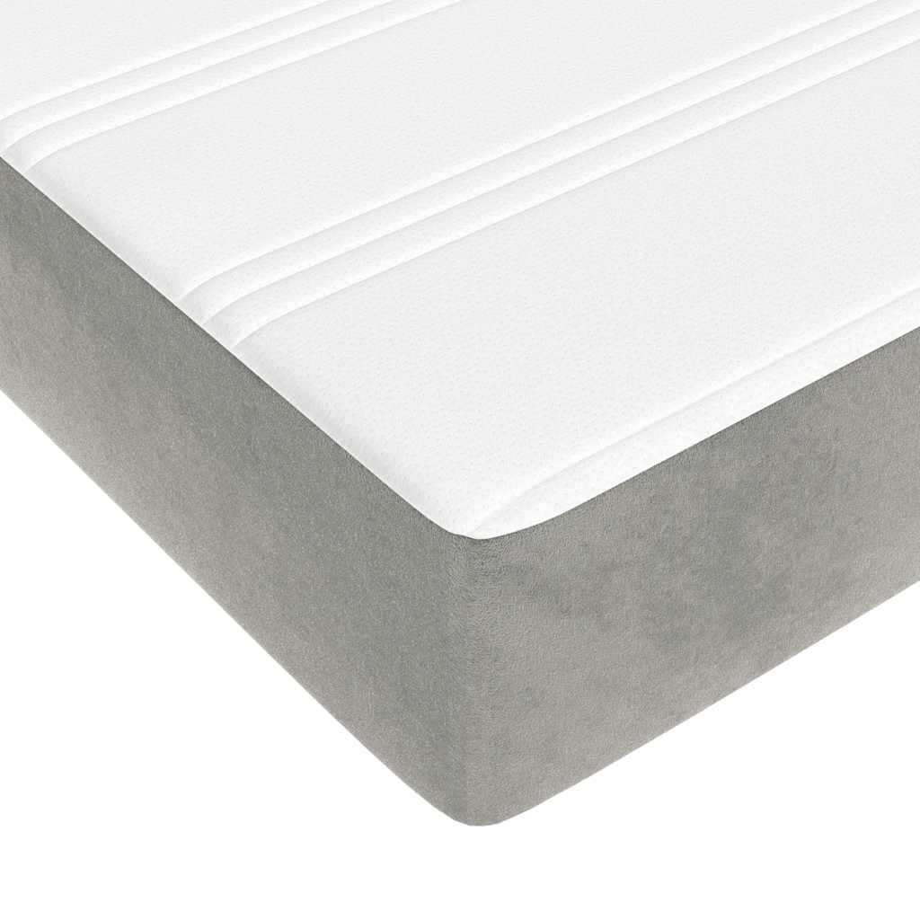 springmadras med pocketfjedre medium 120x220x20 cm fløjl lysegrå