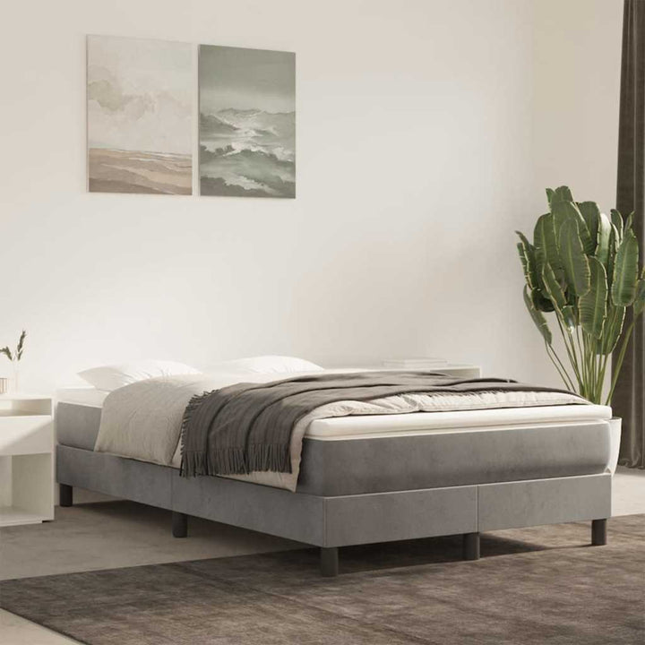 springmadras med pocketfjedre medium 120x220x20 cm fløjl lysegrå