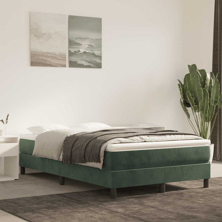 springmadras med pocketfjedre medium 120x220x20 cm fløjl mørkegrøn