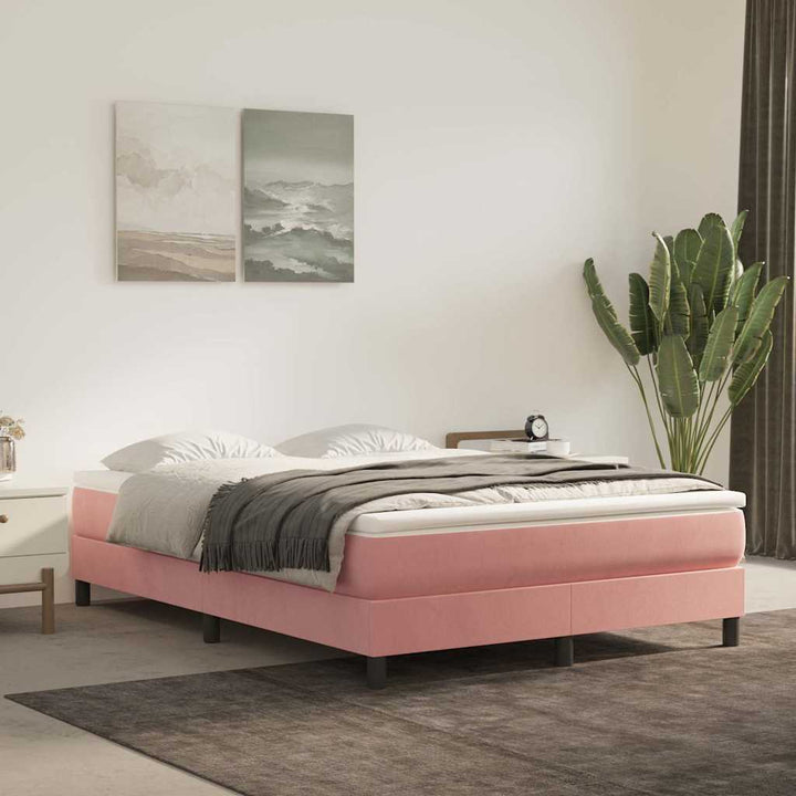 springmadras med pocketfjedre medium 140x220x20 cm fløjl lyserød