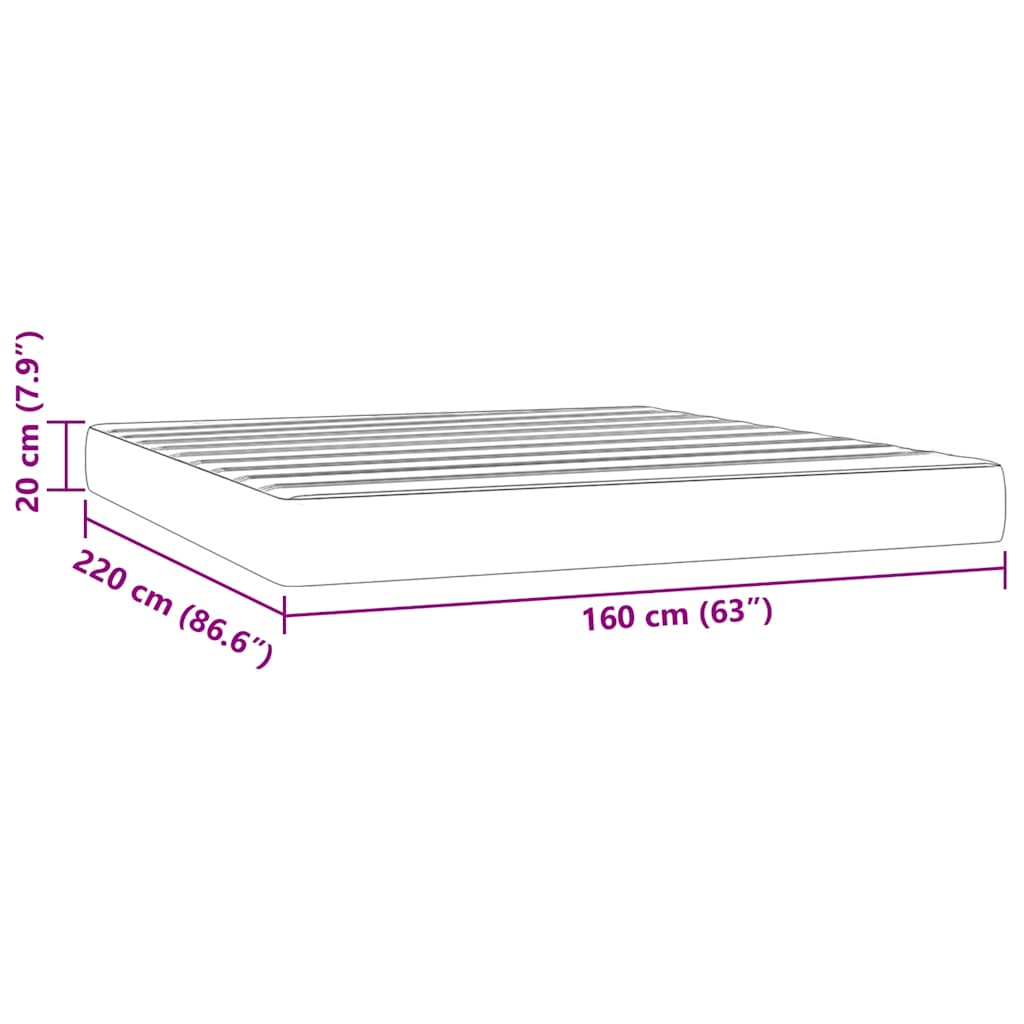 springmadras med pocketfjedre medium 160x220x20 cm fløjl sort