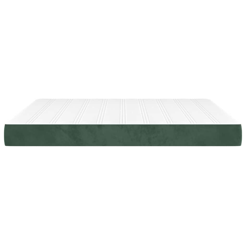 springmadras med pocketfjedre medium 160x220x20 cm fløjl mørkegrøn