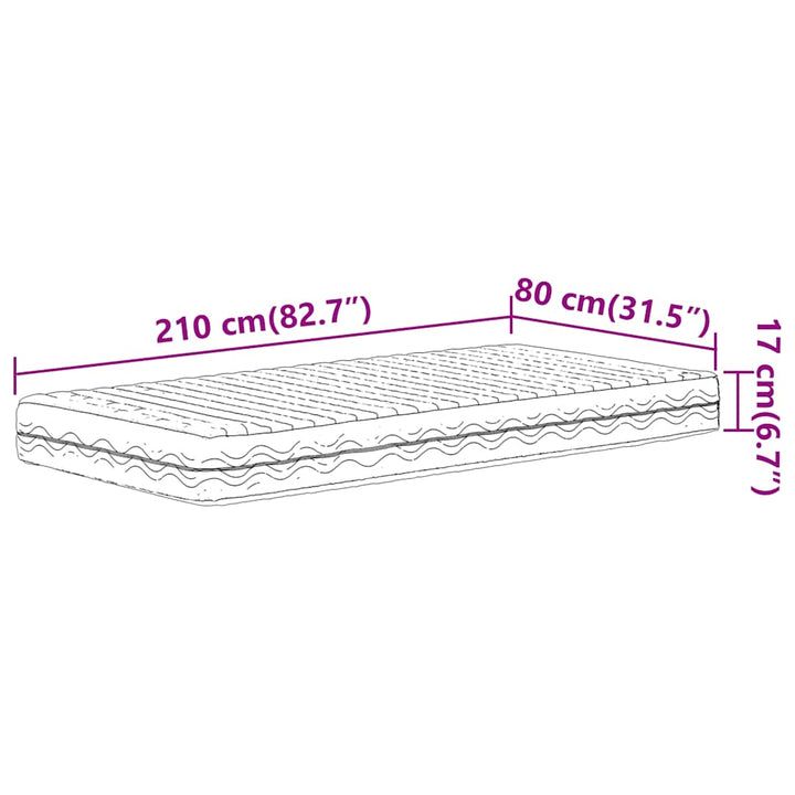 skummadras 80x210 cm hårdhed H2 H3 hvid