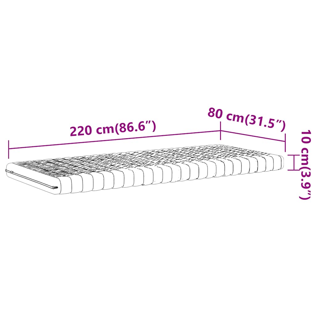 skummadras 80x220 cm 7 zoner hårdhed 20 ILD hvid