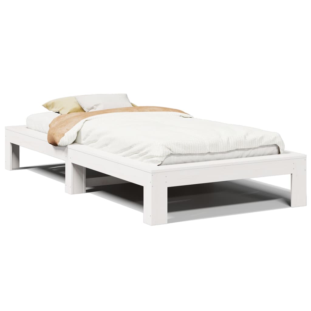 sengeramme uden madras 100x200 cm massivt fyrretræ hvid