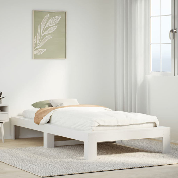 sengeramme uden madras 90x190 cm massivt fyrretræ hvid