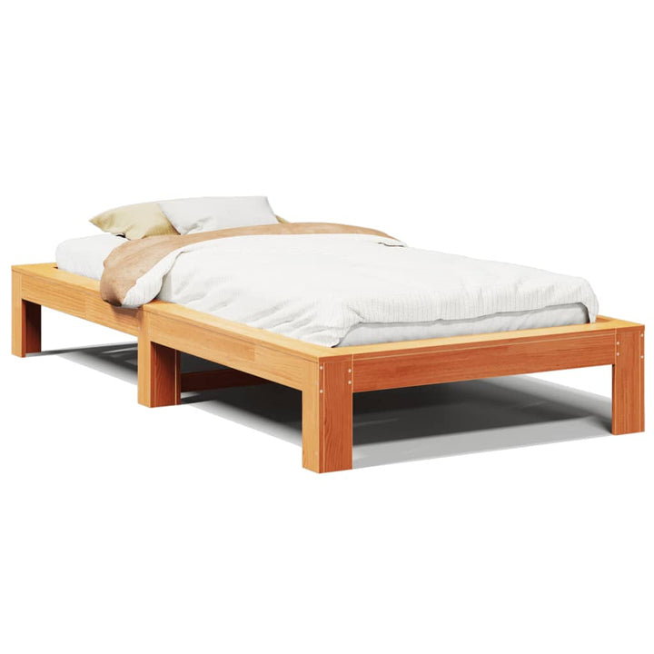sengeramme uden madras 90x190 cm massivt fyrretræ gyldenbrun