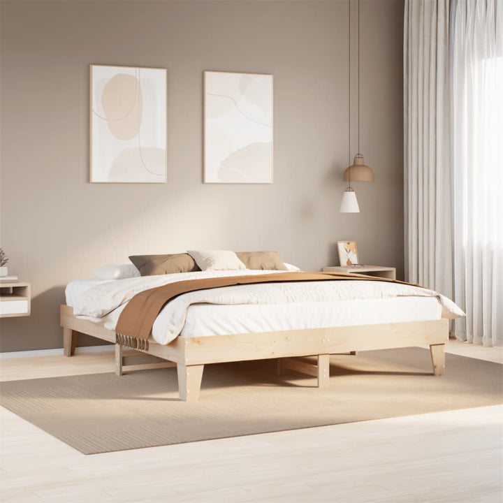 sengeramme uden madras 200x200 cm massivt fyrretræ