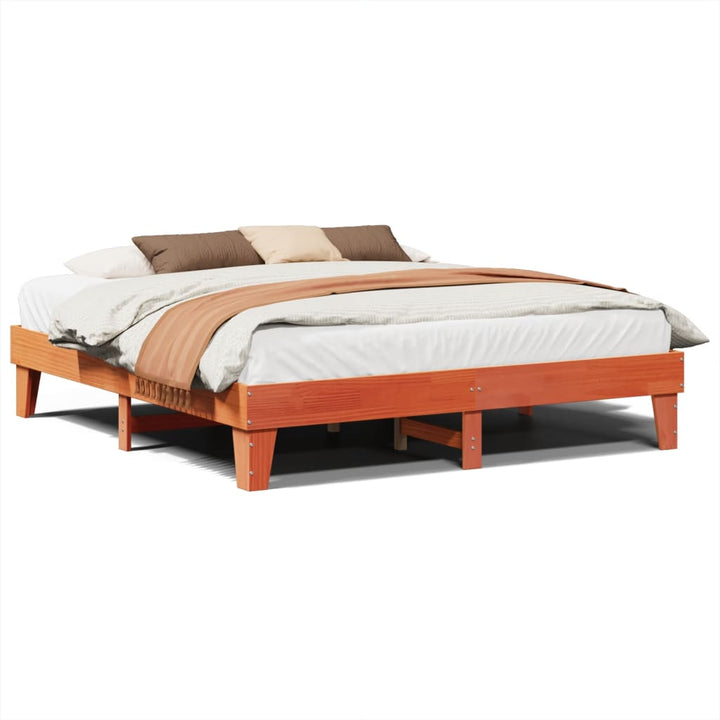 sengeramme uden madras 200x200 cm massivt fyrretræ gyldenbrun