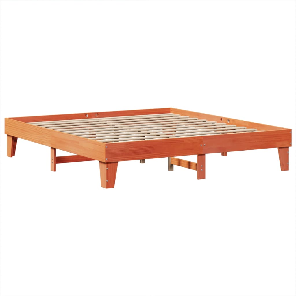 sengeramme uden madras 200x200 cm massivt fyrretræ gyldenbrun