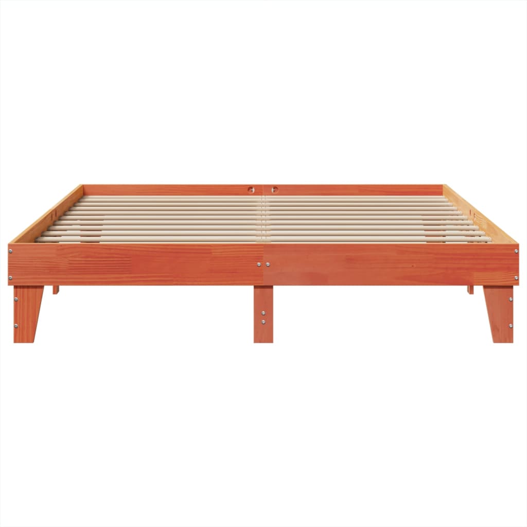 sengeramme uden madras 200x200 cm massivt fyrretræ gyldenbrun