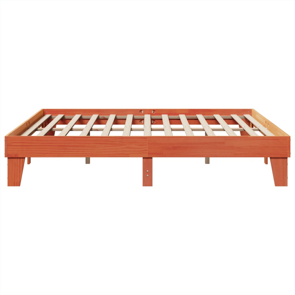 sengeramme uden madras 200x200 cm massivt fyrretræ gyldenbrun