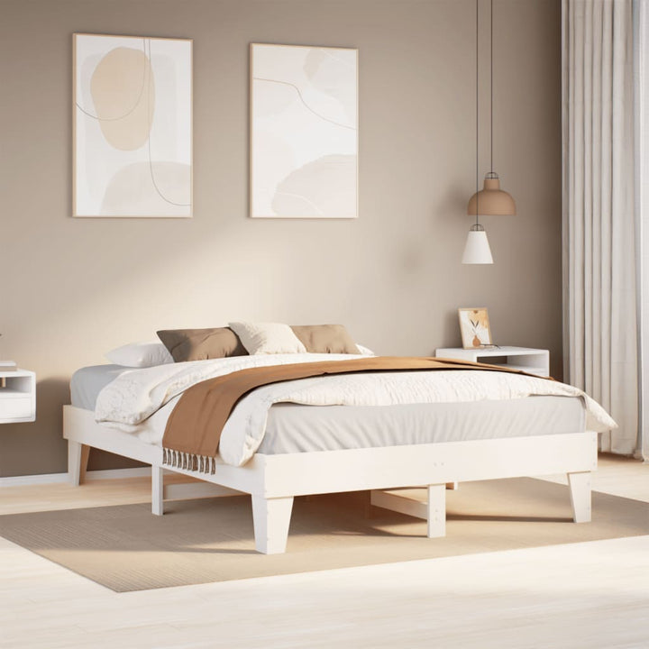 sengeramme uden madras 160x200 cm massivt fyrretræ hvid
