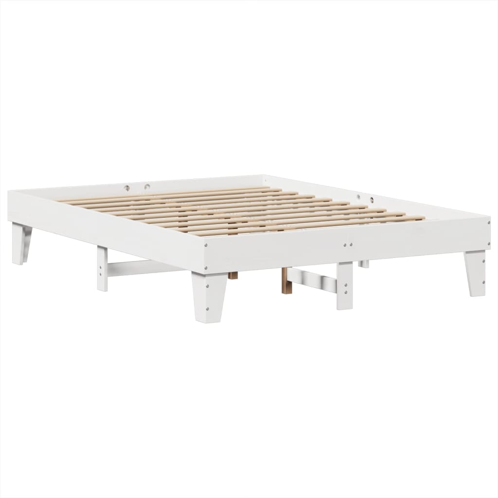 sengeramme uden madras 150x200 cm massivt fyrretræ hvid