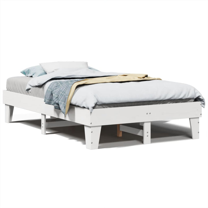sengeramme uden madras 120x200 cm massivt fyrretræ hvid