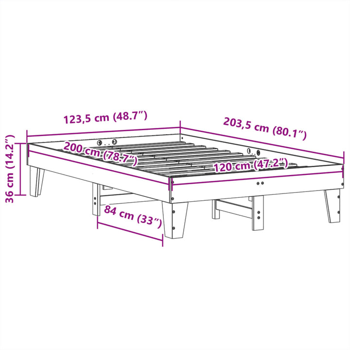 sengeramme uden madras 120x200 cm massivt fyrretræ gyldenbrun