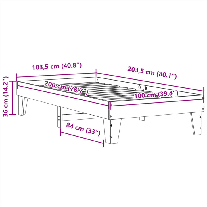 sengeramme uden madras 100x200 cm massivt fyrretræ