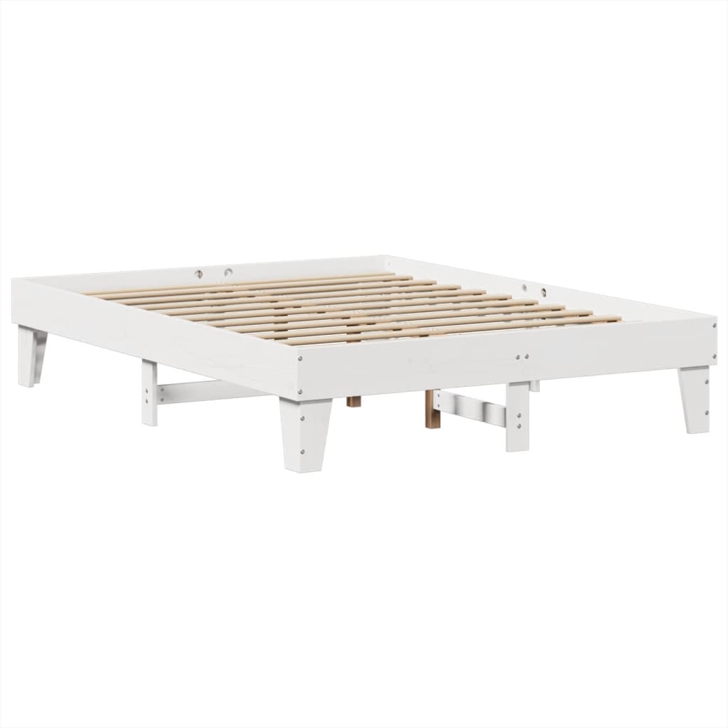 sengeramme uden madras 140x190 cm massivt fyrretræ hvid