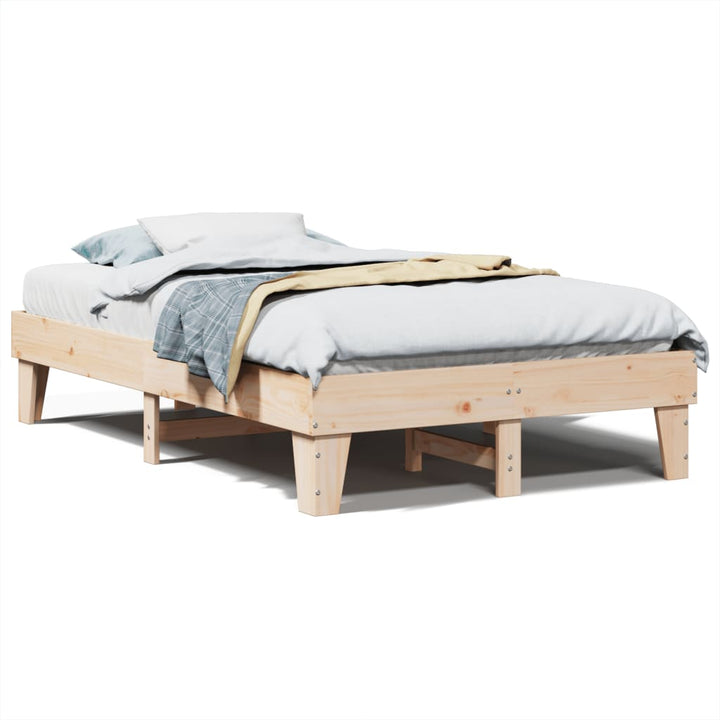 sengeramme uden madras 135x190 cm massivt fyrretræ hvid