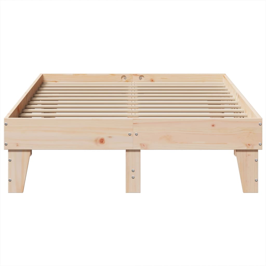 sengeramme uden madras 135x190 cm massivt fyrretræ hvid