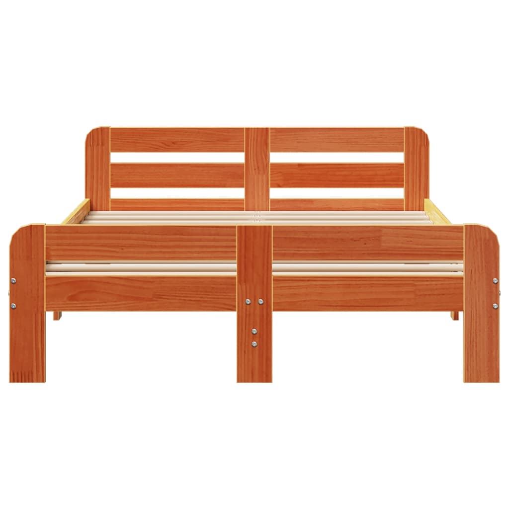 sengeramme uden madras 200x200 cm massivt fyrretræ gyldenbrun