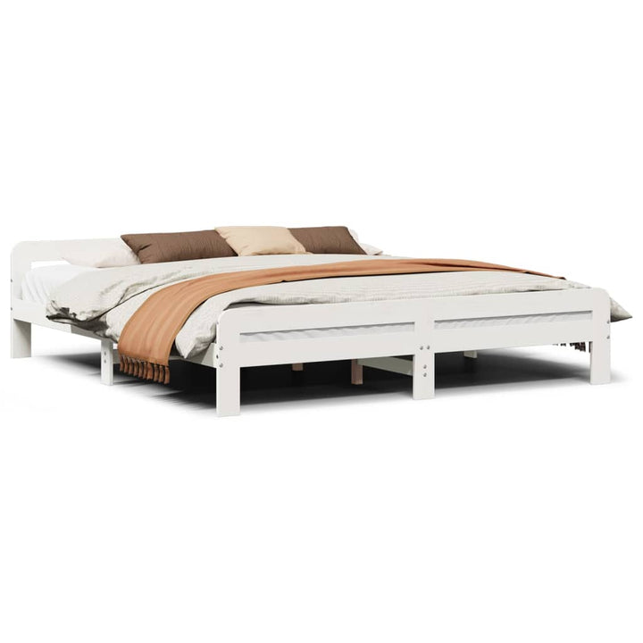 sengeramme uden madras 180x200 cm massivt fyrretræ hvid