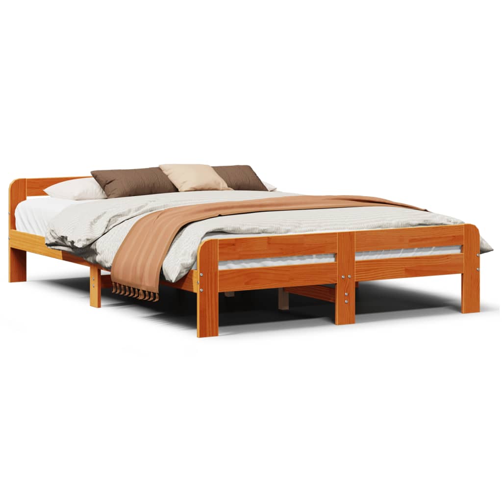 sengeramme uden madras 150x200 cm massivt fyrretræ gyldenbrun