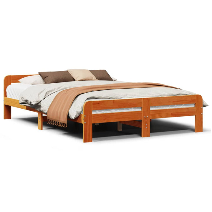 sengeramme uden madras 150x200 cm massivt fyrretræ gyldenbrun