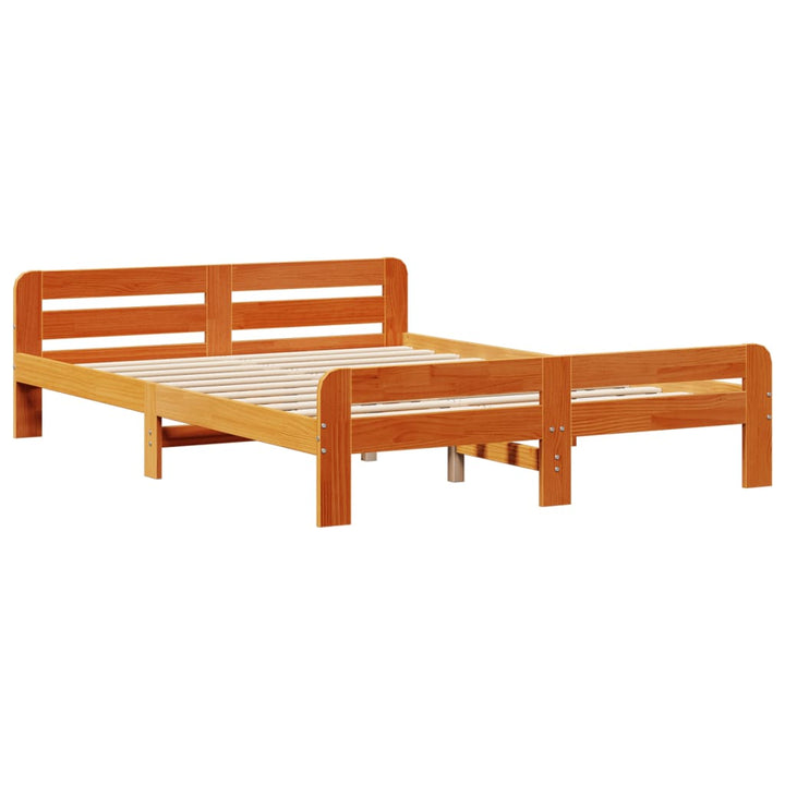 sengeramme uden madras 150x200 cm massivt fyrretræ gyldenbrun