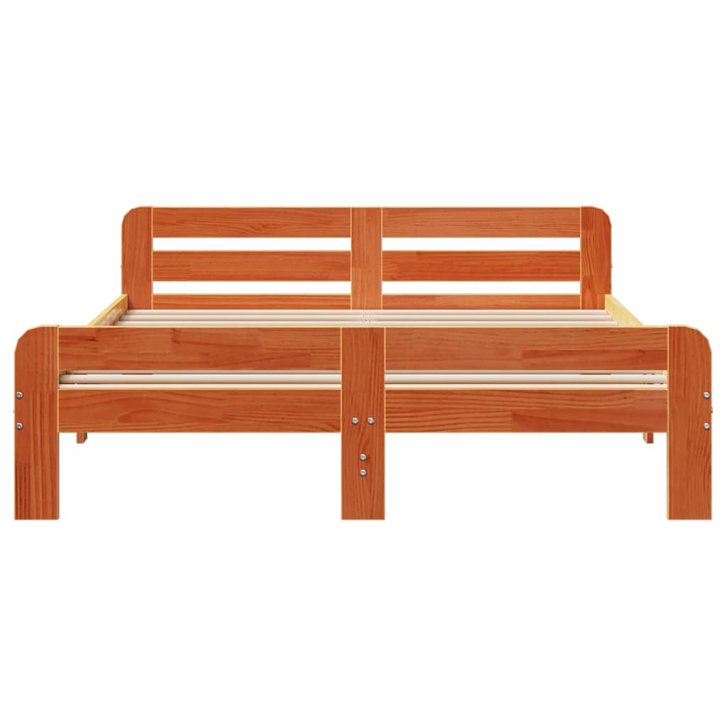 sengeramme uden madras 150x200 cm massivt fyrretræ gyldenbrun