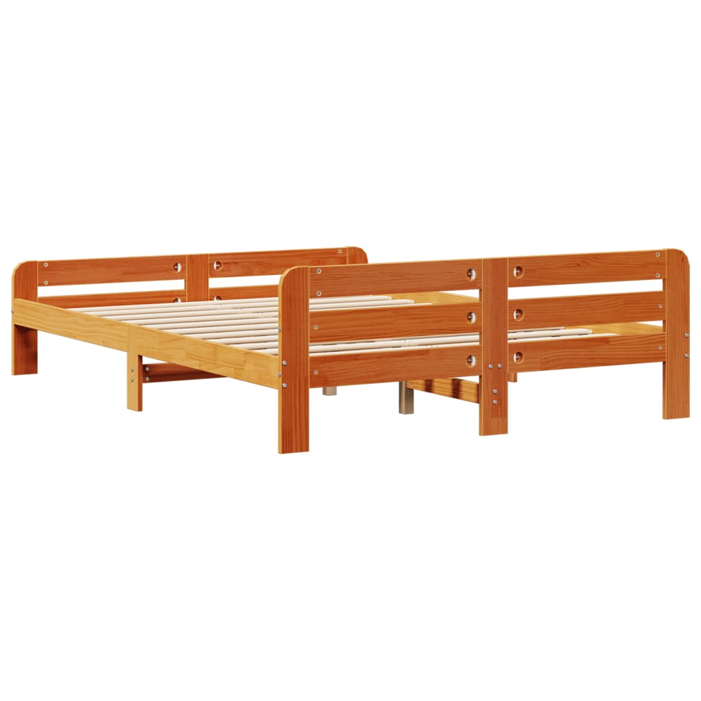 sengeramme uden madras 150x200 cm massivt fyrretræ gyldenbrun