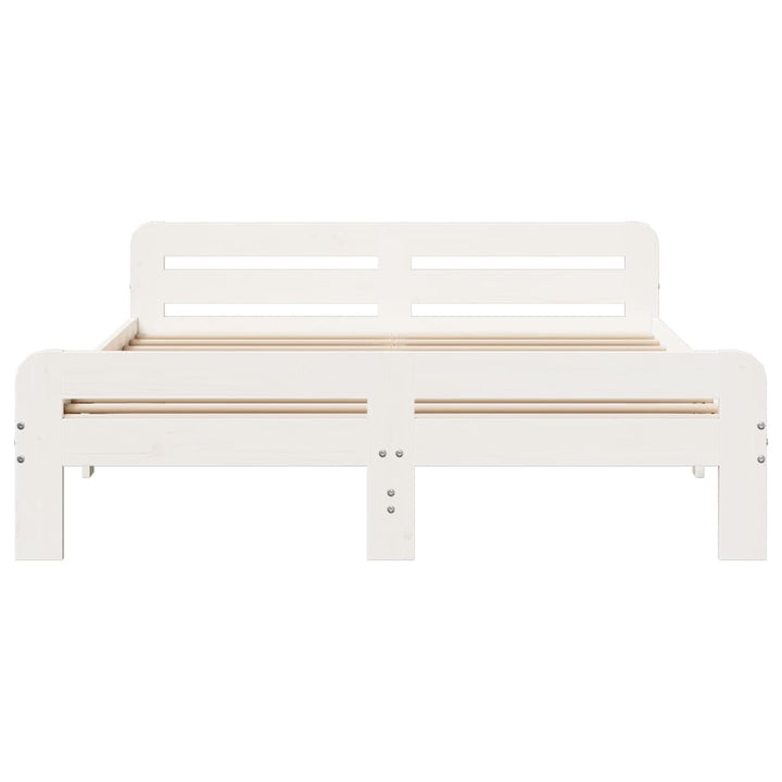 sengeramme uden madras 140x190 cm massivt fyrretræ hvid