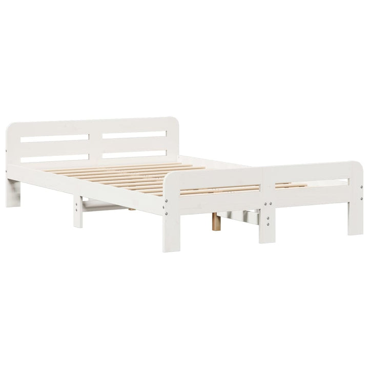 sengeramme uden madras 135x190 cm massivt fyrretræ hvid