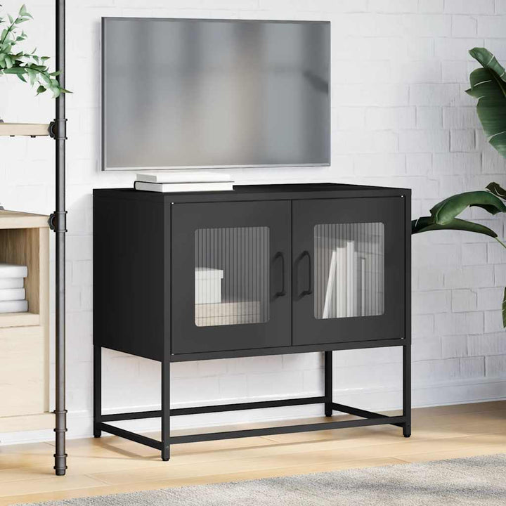 tv-bord 68x39x60,5 cm koldvalset stål sort
