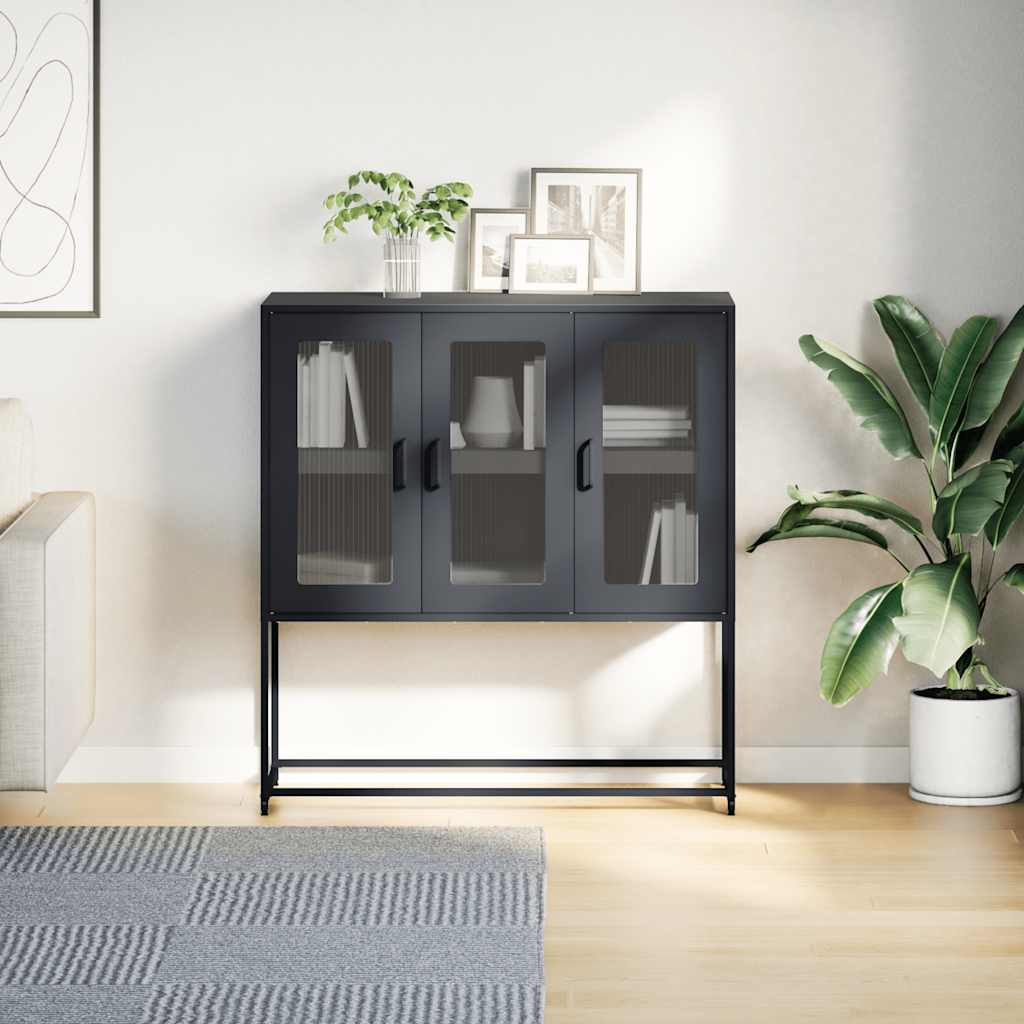 skænk 100,5x39x107 cm koldvalset stål sort