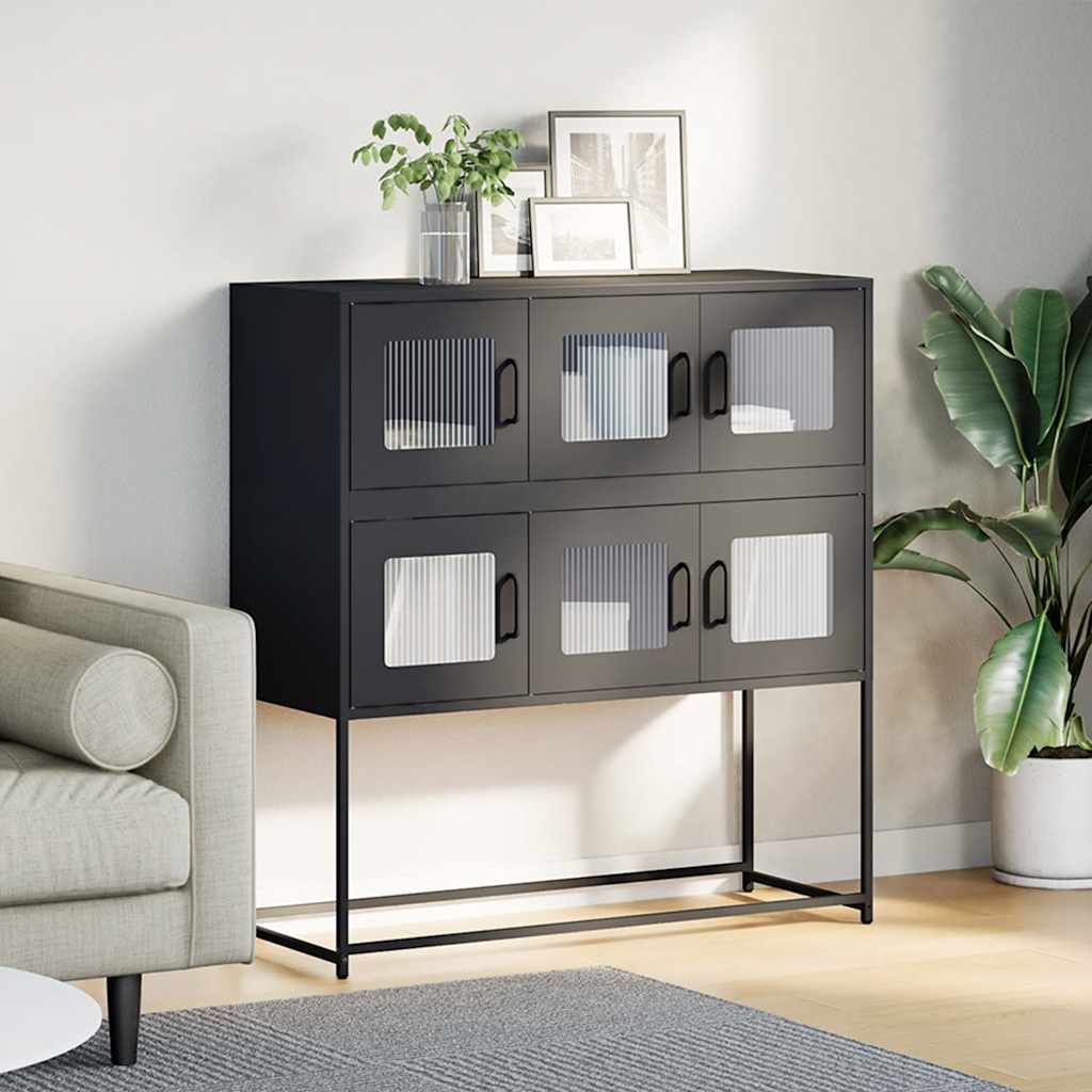 skænk 100,5x39x107 cm koldvalset stål sort