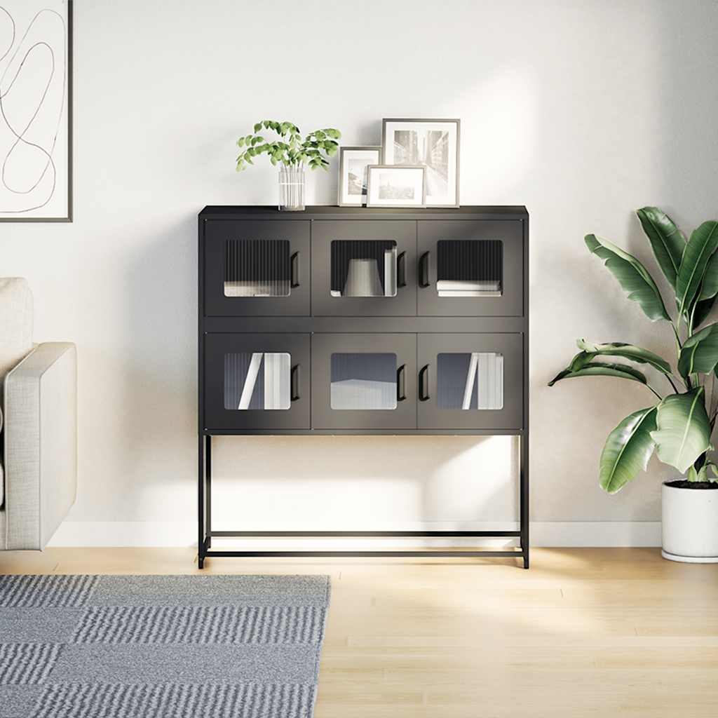 skænk 100,5x39x107 cm koldvalset stål sort