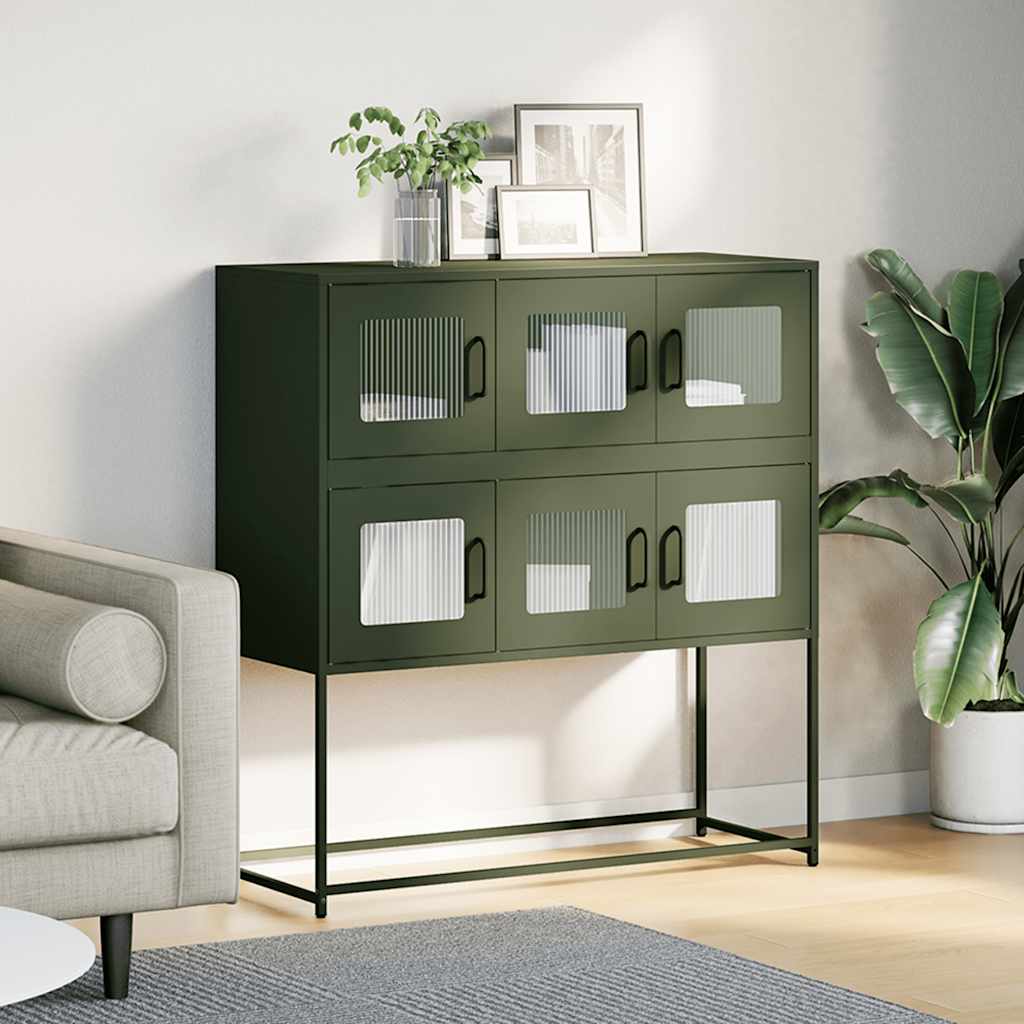 skab 100,5x39x107 cm koldvalset stål olivengrøn