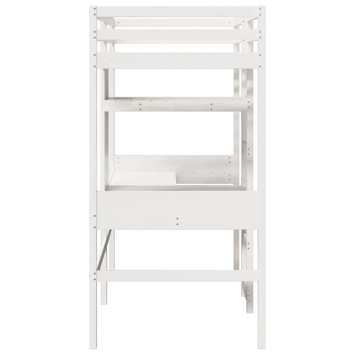 højseng uden madras 75x190 cm massivt fyrretræ hvid
