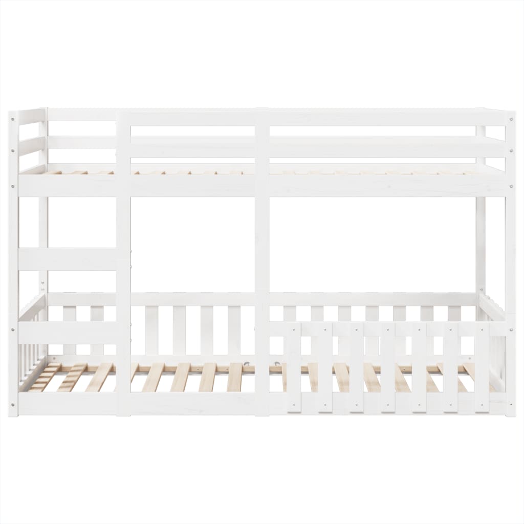 køjeseng 90x200 cm massivt fyrretræ hvid