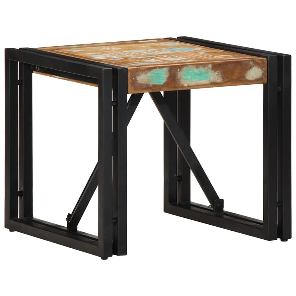 sofabord 40x40x35 cm massivt genbrugstræ flerfarvet