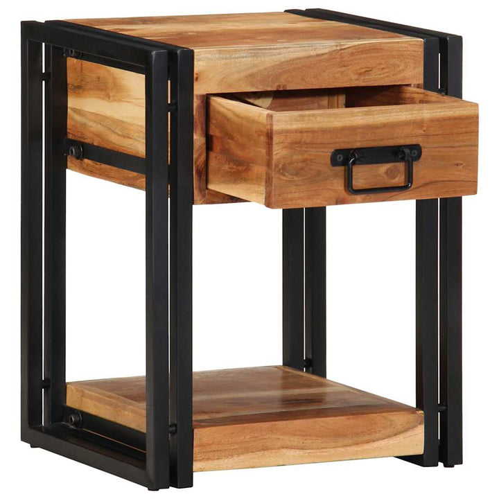Natskab med skuffe 2 pcs Brun 40 x 35 x 50 cm Massivt Akacietræ