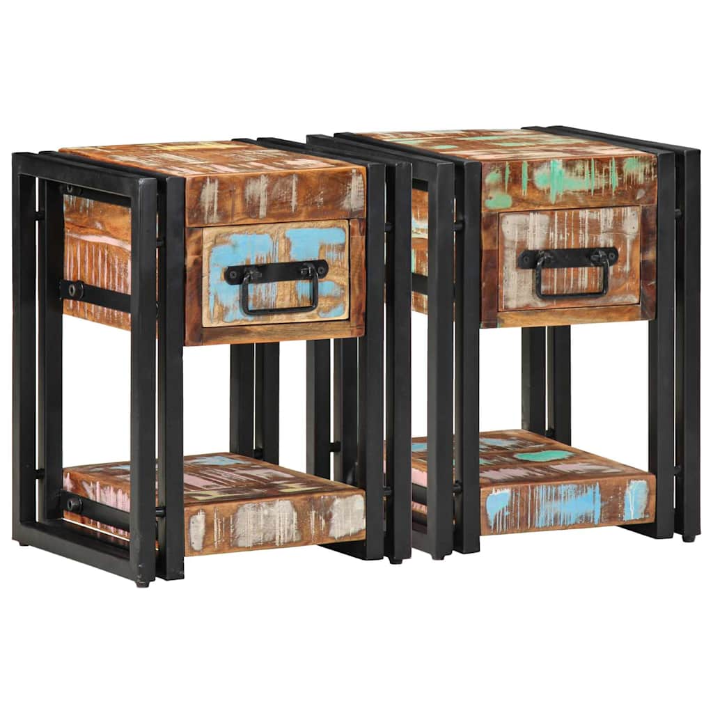 Natskab 2 pcs Flerfarvet 30 x 30 x 40 cm Solid genbrugs træ