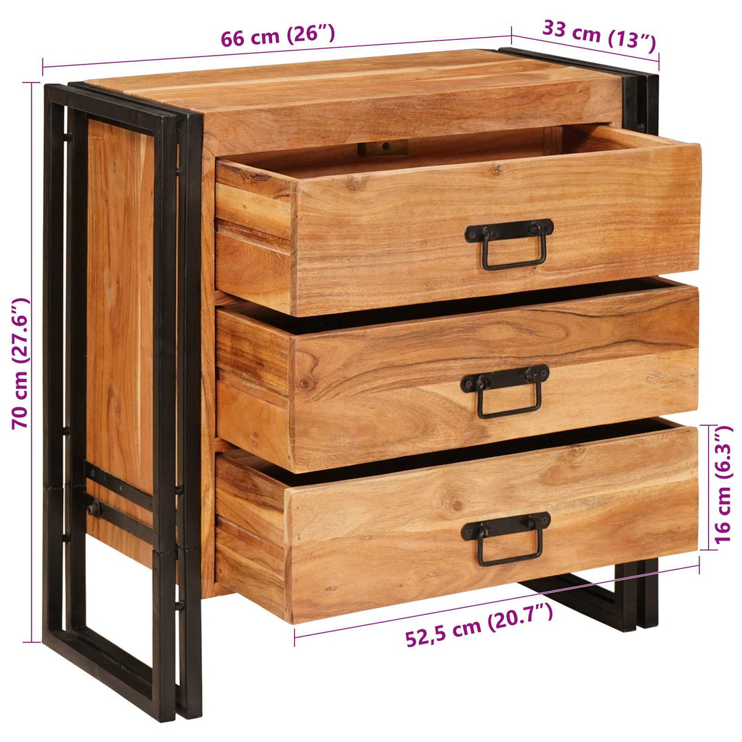 Sideboard med skuffe Brun 66 x 33 x 70 cm Massivt Akacietræ