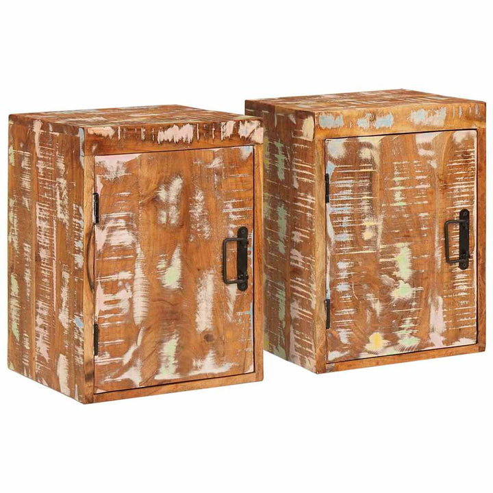 Sengebord 2 pcs Brun 35 x 33 x 48 cm Massivt genbrugstræ