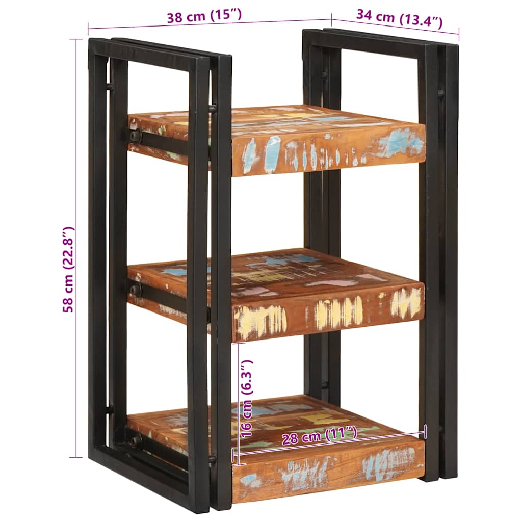 Sengebord 2 pcs Brun og sort Massivt genbrugstræ